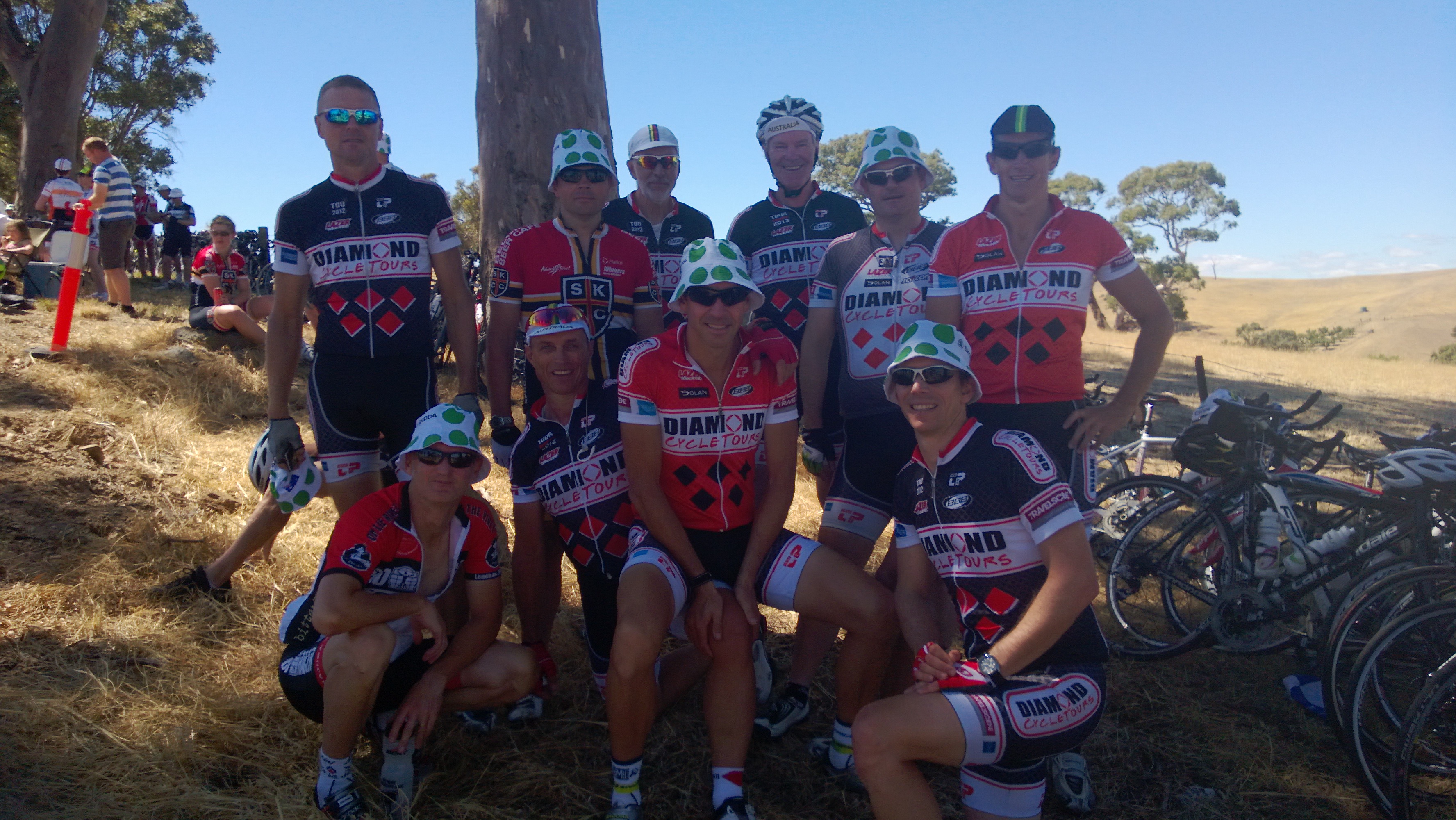 Diamond Cycle Tours Group at Checkers Hill KOM for Tour Down Under